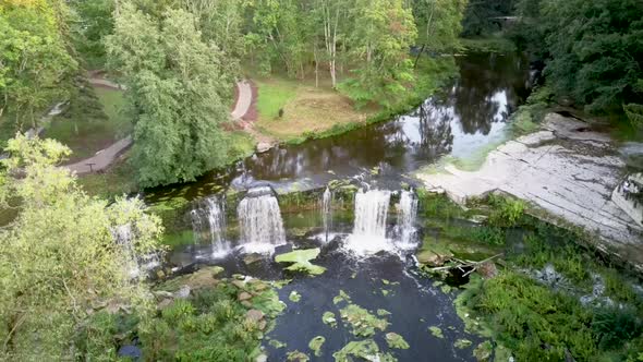 Aerial View of the Keila Waterfall Estonia 