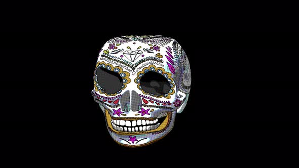 4K Jelly mexican skull illustration with alpha