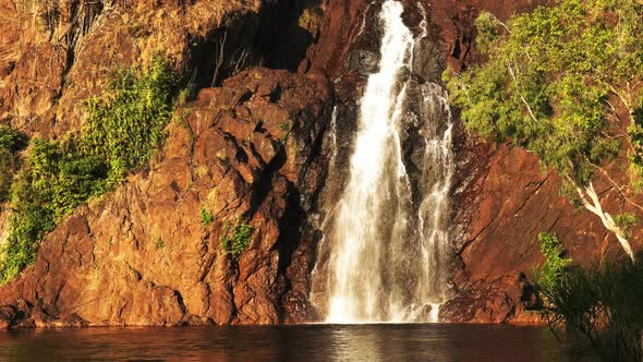 close up of the base of wangi waterfalls in litchfield