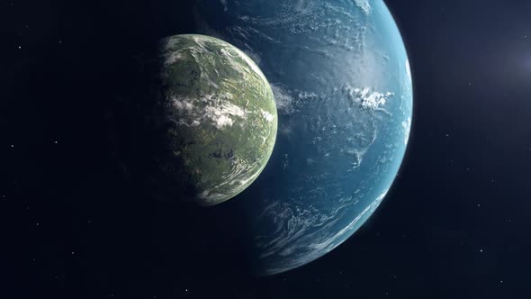 Lush Green Moon Orbiting an Ocean Super Earth