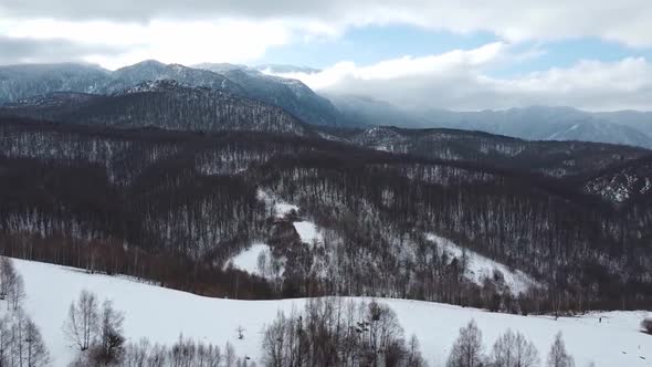 Aerial Shot Of Mountains Winter Landscape  - 3 Clips 