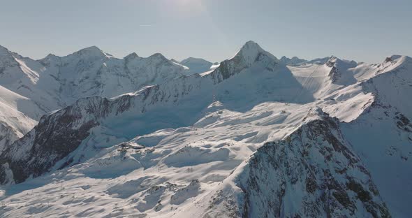 Drone Over Kitzsteinhorn Mountain Peaks