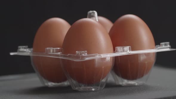 Chicken Eggs In The Cells Egg Storage Box Rotating