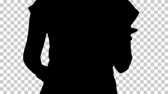 Silhouette woman's hands holding a gadget , Alpha Channel alt