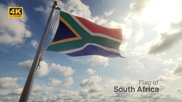 South Africa Flag on a Flagpole - 4K