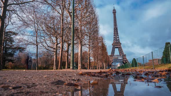 Beautiful Timelapse of the Famous Eiffel Tower in Paris France