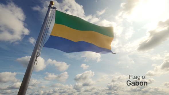 Gabon Flag on a Flagpole