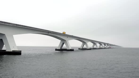 Aerial View of the Zeelandbrug Bridge the Longest Bridge in the Netherlands