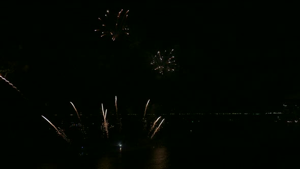 Colorful Firework display at night on sky background