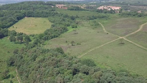 Soaring over lush Devon countryside, Aerial View, STATIC CROP