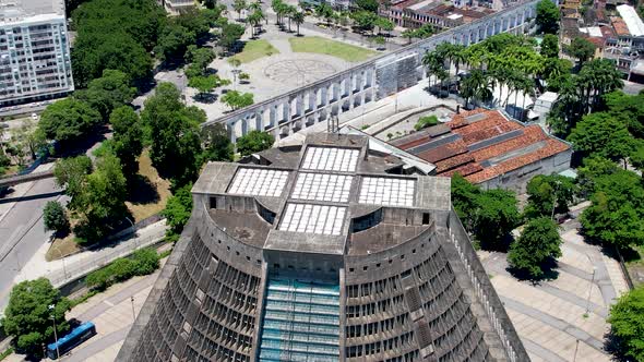 Aerial view of Metropolitan Cathedral of Rio de Janeiro Brazil.