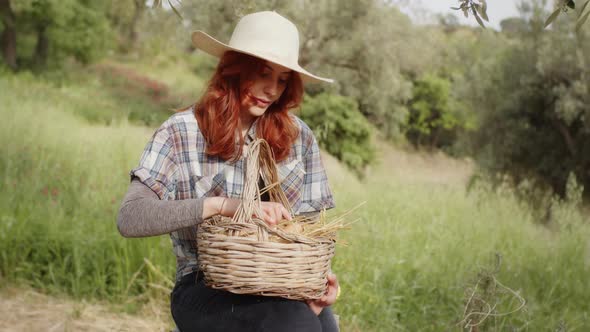 Girl with Basket Full of Chicken Eggs