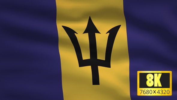 8K Barbados Windy Flag Background