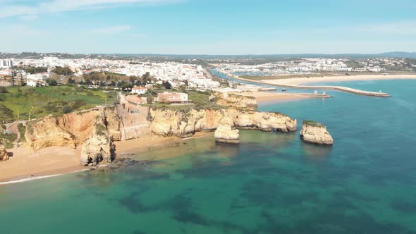 Lagos Old town Coastline that stretches along side Algarve Atlantic sea, Portugal