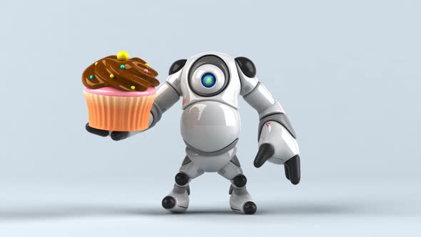 Big robot with a cupcake