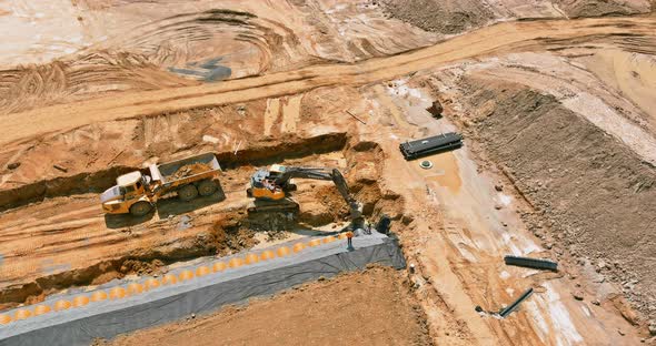 Aerial View of Construction Earn Work in New Residential Buildings