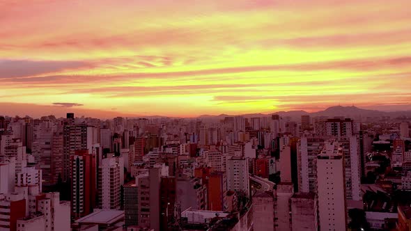 Sunset metropolis landscape at downtown Sao Paulo Brazil.