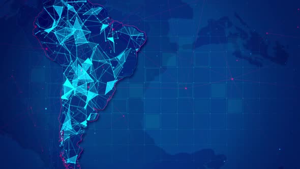 Abstract Plexus Network In South America Map