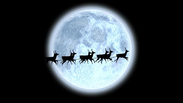 Santa Claus and moon at night