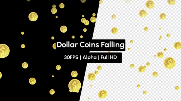 Golden Dollar Coins Falling with Alpha