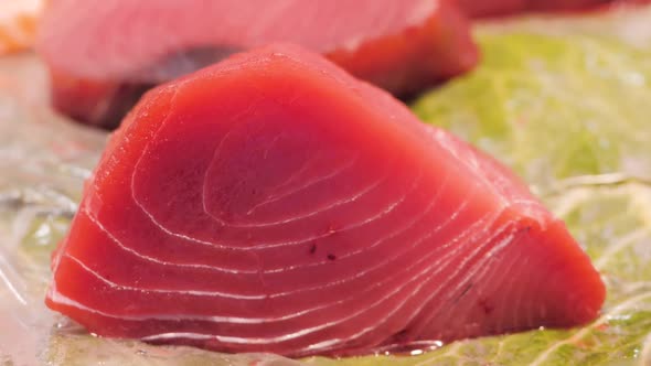 Close Up View of a Tuna at the Fish Market in Barcelona Spain