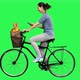 Casual Woman Riding a Bicycle Over a Green Screen While Texting or Using an App - VideoHive Item for Sale