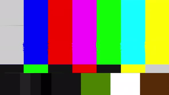 No signal old vintage TV. Static color noise. Glitch Error Video Damage .