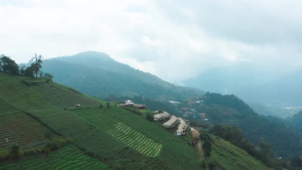 Aerial View of Camping Grounds and Tents on Doi Mon Cham Mountain in Mae Rim, Chiang Mai Province