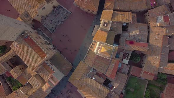 Flight Over a Medieval Town of Fine Towers San Gimignano Tuscany Italy