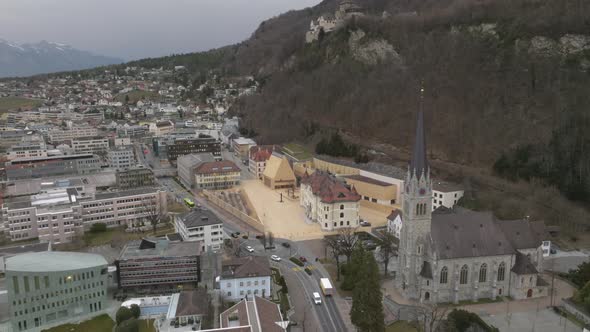 Aerial View of Vaduz  the Capital of Liechtenstein