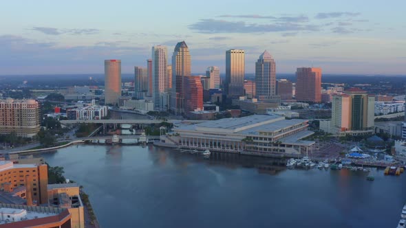 Pulling away from the waterfront of downtown Tampa