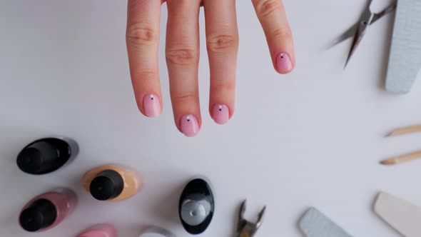 Female Hands Showing Manicure