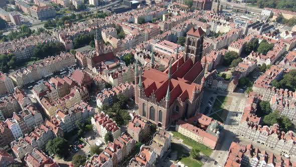 Aerial view of the old town of Gdansk city in Poland, Europe