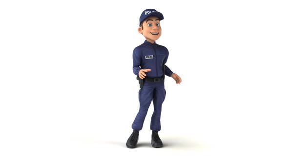 Fun cartoon Policeman walking and talking