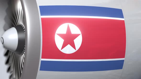 Airplane Turbine with Flag of North Korea