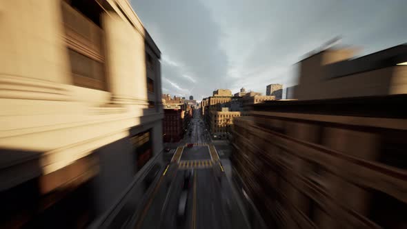 Aerial Hyperlapse View Above Traffic of Big City