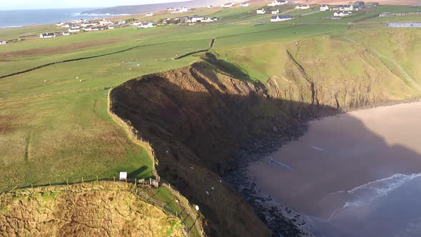 Aerial View of the Beautiful Coast at Malin Beg Looking in County Donegal, Ireland