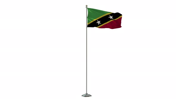 Saint Kitts and Nevis Looping Of The Waving Flag Pole With Alpha