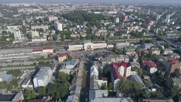 Aerial view of the Ternopil train station