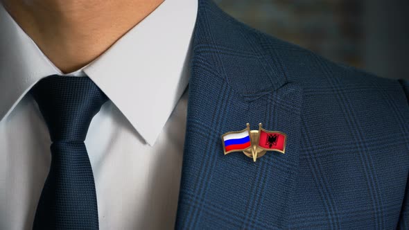 Businessman Friend Flags Pin Russia Albania