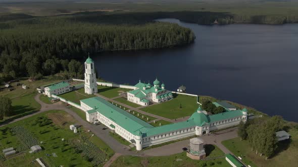 Alexander Svirsky Monastery Beautiful Summer Aerial Footage