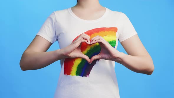 Homosexual Love Lgbt Gay Woman with Rainbow Heart