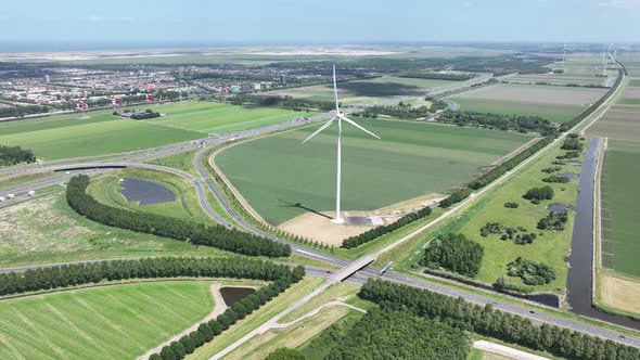 Wind Turbine System Sustainable Energy Generation on a Wind Farm in the Countryside