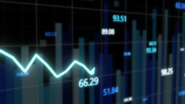 3D Futuristic Stock Market Graph Volatility Chart Tickers Changing - 1080p