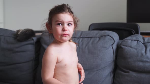 Toddler Girl with Chickenpox Measles on the Body