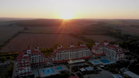 Aerial footage of the beautiful small town and seaside resort of Obzor in Bulgaria