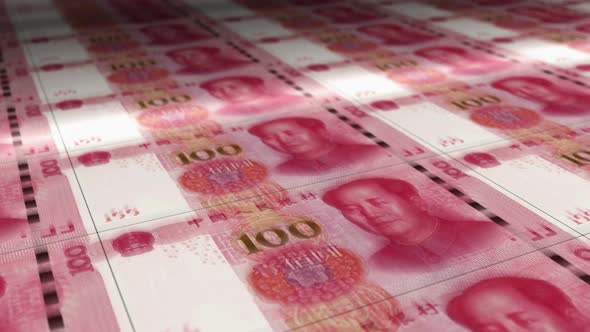 Renminbi money sheet printing seamless loop