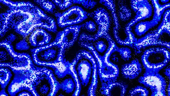 Abstract Looped Background with Blue Particles Glow and Form Beautiful Pattern