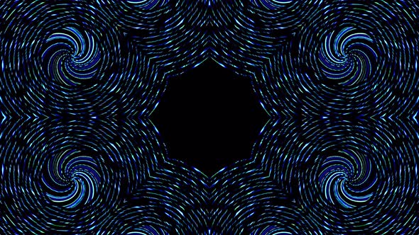 shining bright lines set wave motion, color blue, on black background