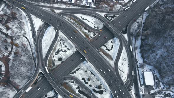 Road Junction with Heavy Traffic in Kyiv, Ukraine